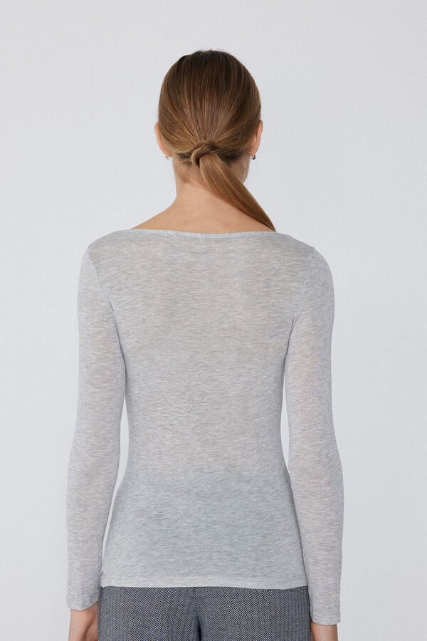 Tezenis Camiseta con Cuello de Barco de Viscosa y Lana Merino Oferta exclusiva