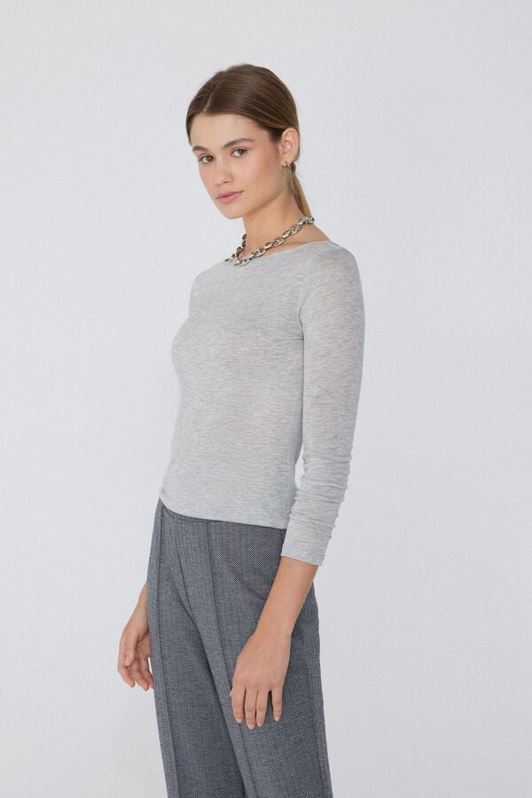 Tezenis Camiseta con Cuello de Barco de Viscosa y Lana Merino Oferta exclusiva