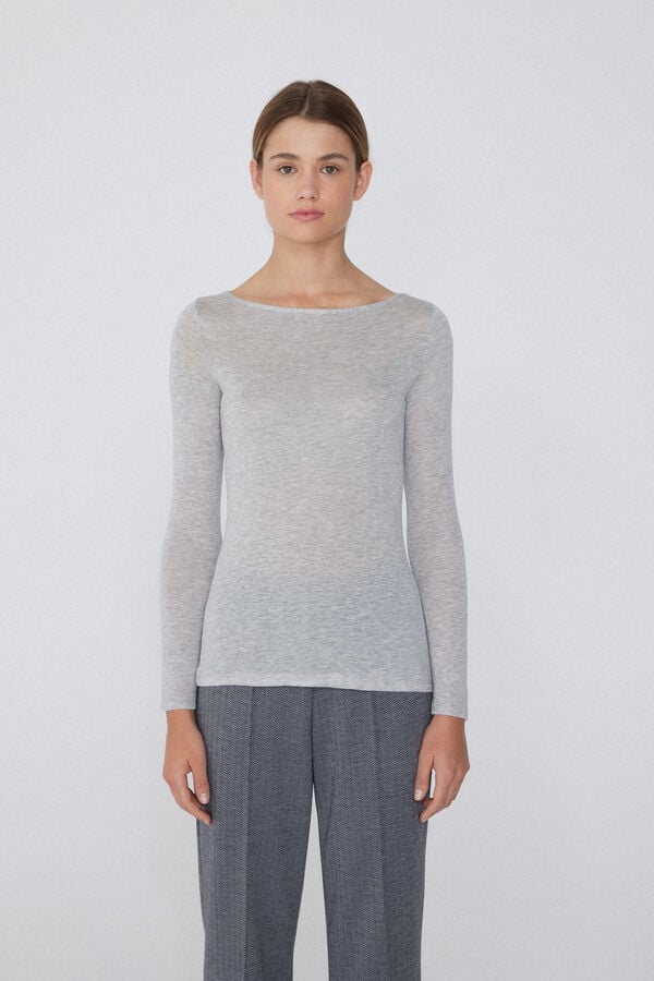 Tezenis Camiseta con Cuello de Barco de Viscosa y Lana Merino Oferta exclusiva