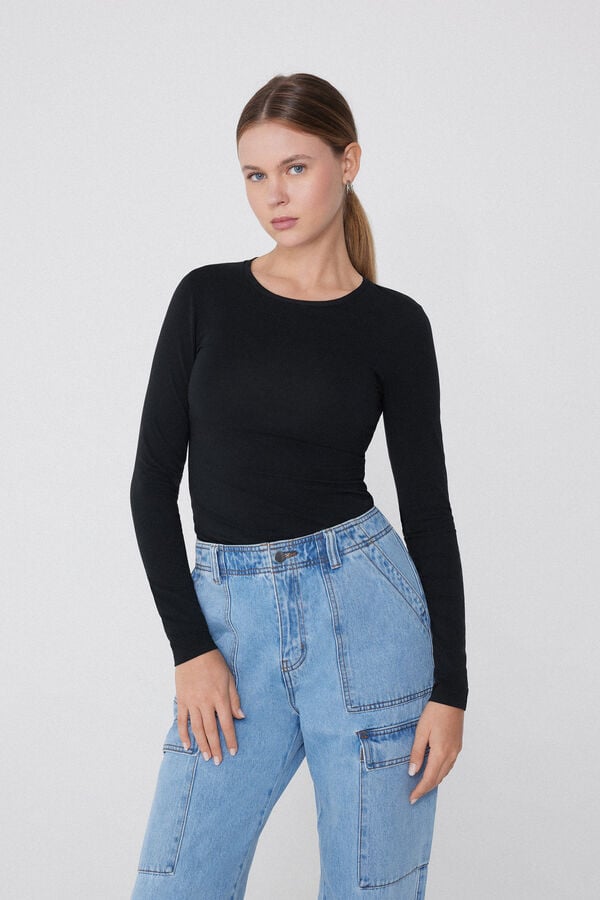 Tezenis Camiseta Manga Larga Cuello Redondo Algodón Elástico Última moda