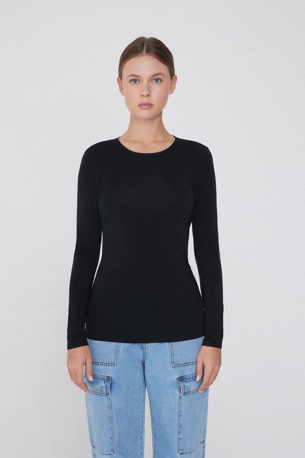Tezenis Camiseta Manga Larga Cuello Redondo Algodón Elástico Última moda