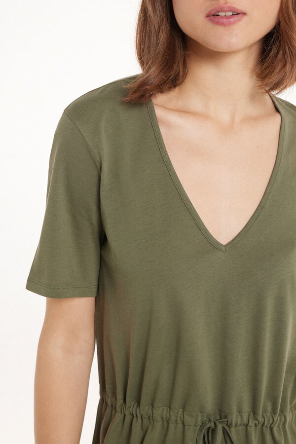Tezenis Vestido Corto de Manga Corta de Algodón con Escote Pico Rebajas top