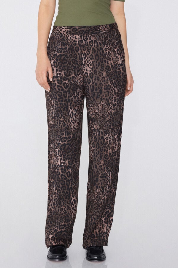 Tezenis Pantalón Largo Recto de Tela de Viscosa