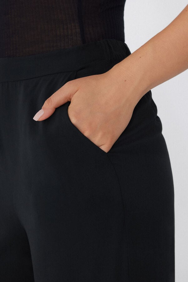 Tezenis Pantalón Largo Recto de Tela de Viscosa COMPRAR AHORA