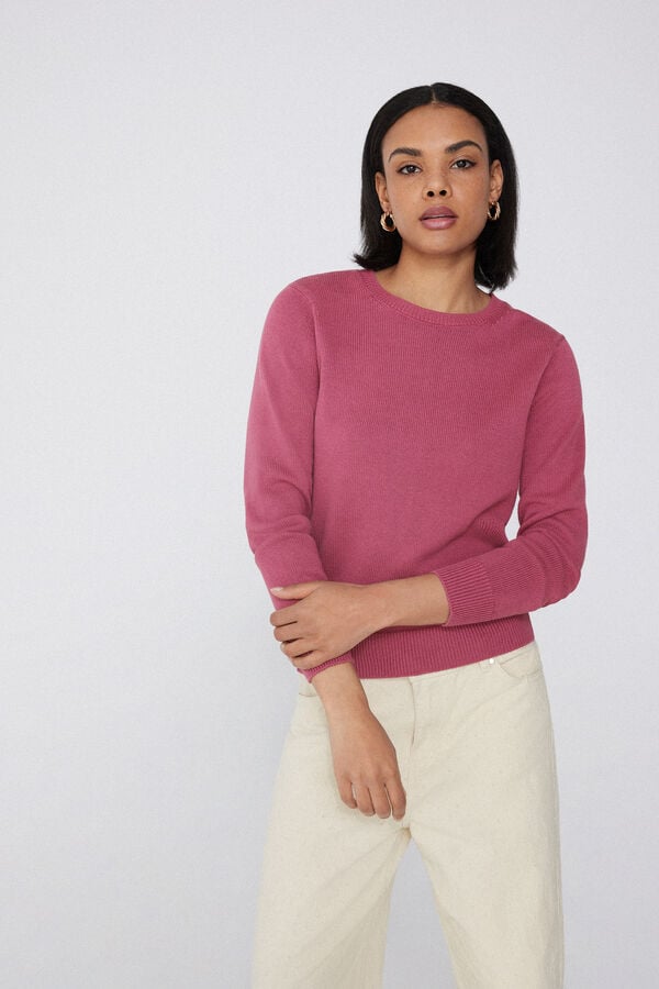 Tezenis Jersey de Manga Larga y Cuello Redondo Básico de Algodón Calado En oferta