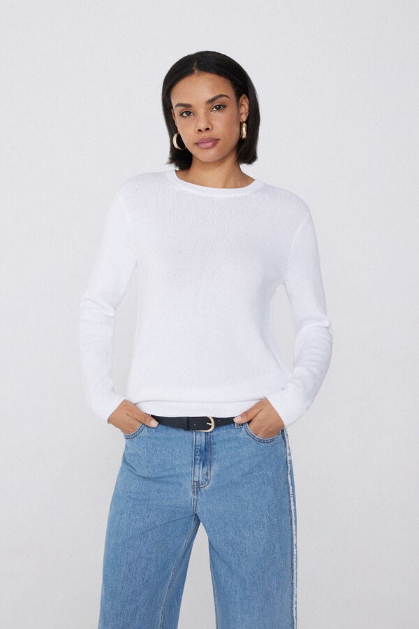 Tezenis Jersey de Manga Larga y Cuello Redondo Básico de Algodón Calado Descuentos del mes