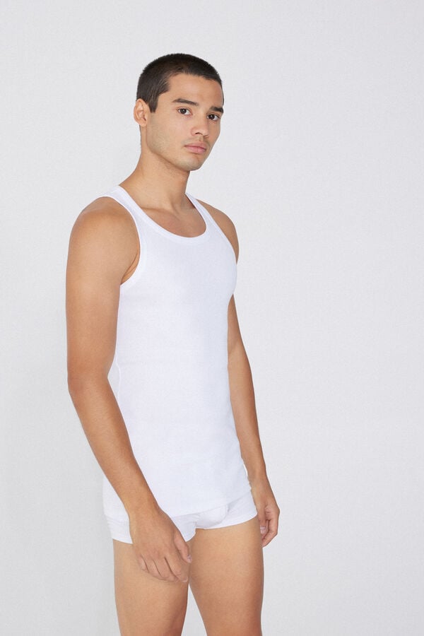 Tezenis Camiseta de Tirantes Canalé Tirantes Anchos Algodón Hombre Descuento