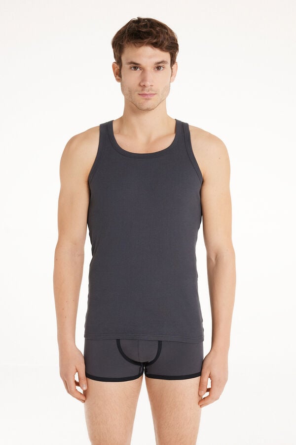 Tezenis Camiseta de Tirantes Canalé Tirantes Anchos Algodón Hombre