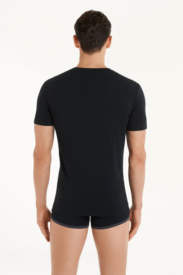 Tezenis Camiseta Escote Pico Algodón Elástico Tienda de fábrica