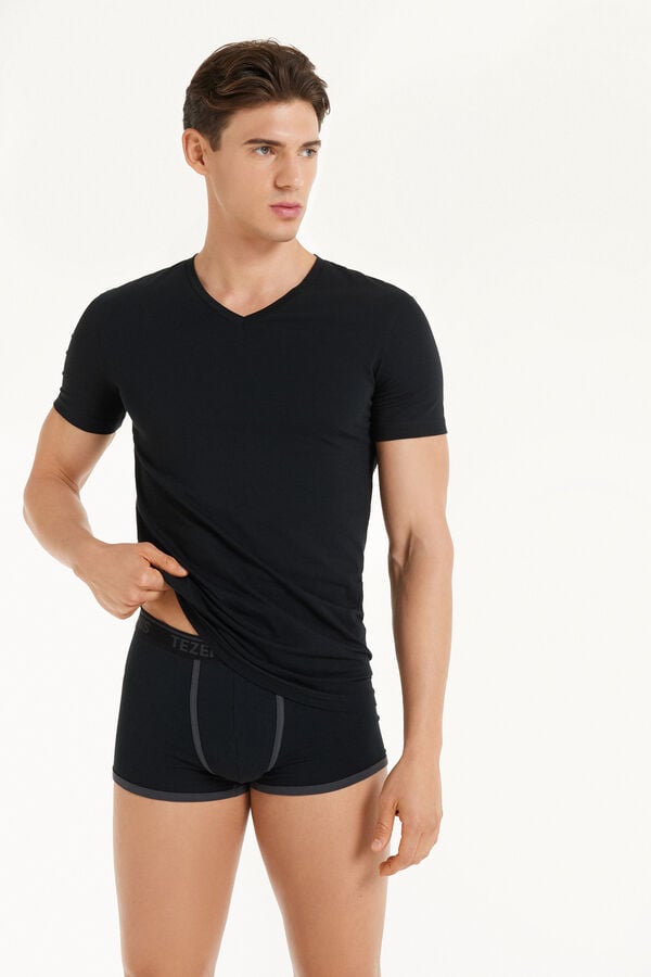 Tezenis Camiseta Escote Pico Algodón Elástico Tienda de fábrica