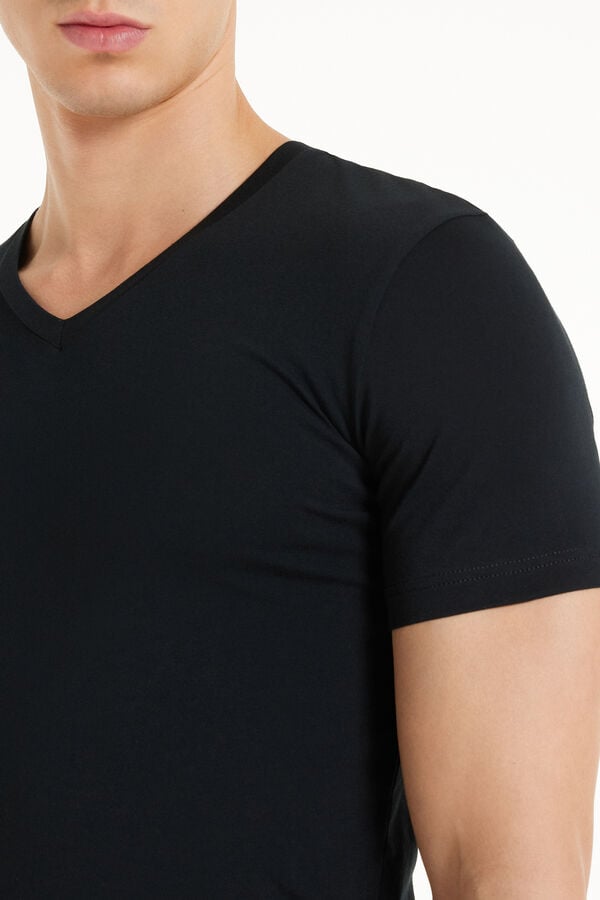 Tezenis Camiseta Escote Pico Algodón Elástico Tienda de fábrica