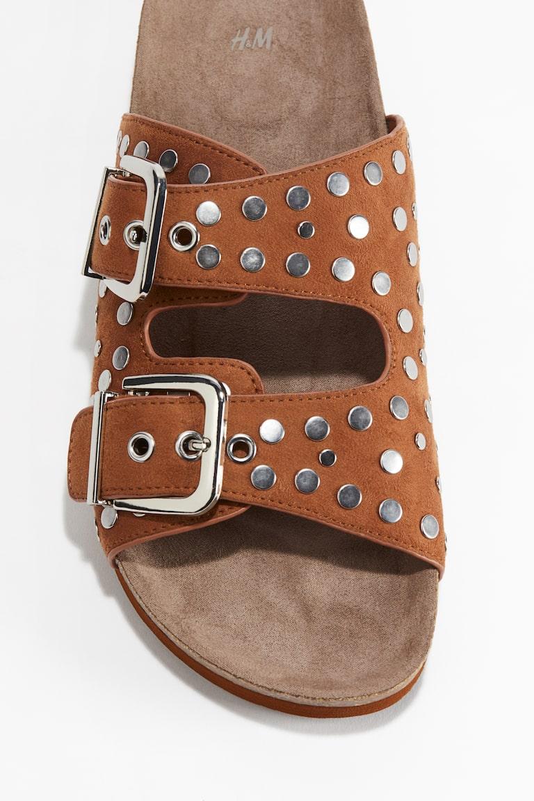 H&M Sandalias con tachuelas - Marrón/Plateado - MUJER Oferta especial de fábrica