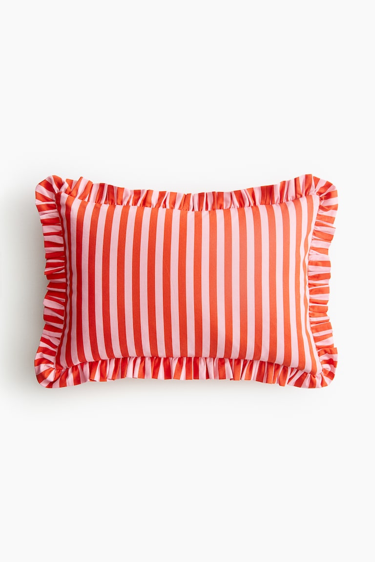 H&M Funda de cojín en algodón con cenefa de volante - Verde/Rayas - HOME Ofertas especiales
