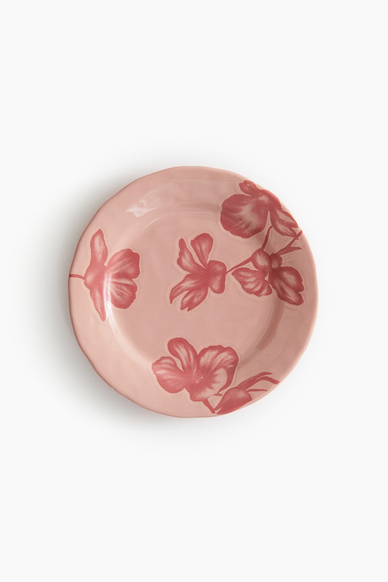 H&M Plato mediano de gres con diseño - Verde caqui/Floral - HOME