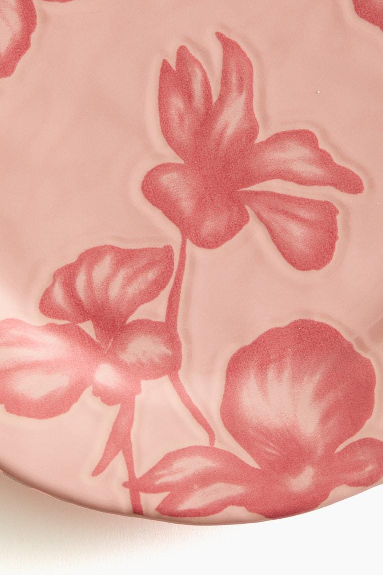 H&M Plato mediano de gres con diseño - Verde caqui/Floral - HOME Mejor oferta