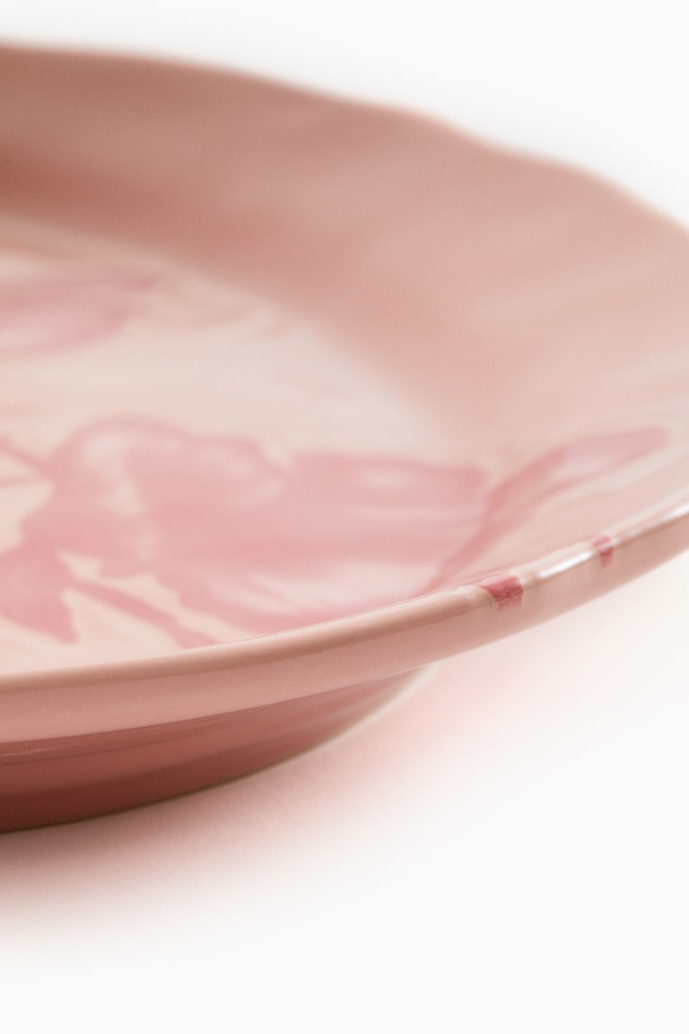 H&M Fuente de servir de gres con motivo - Rosa empolvado/Floral - HOME Tienda de fábrica