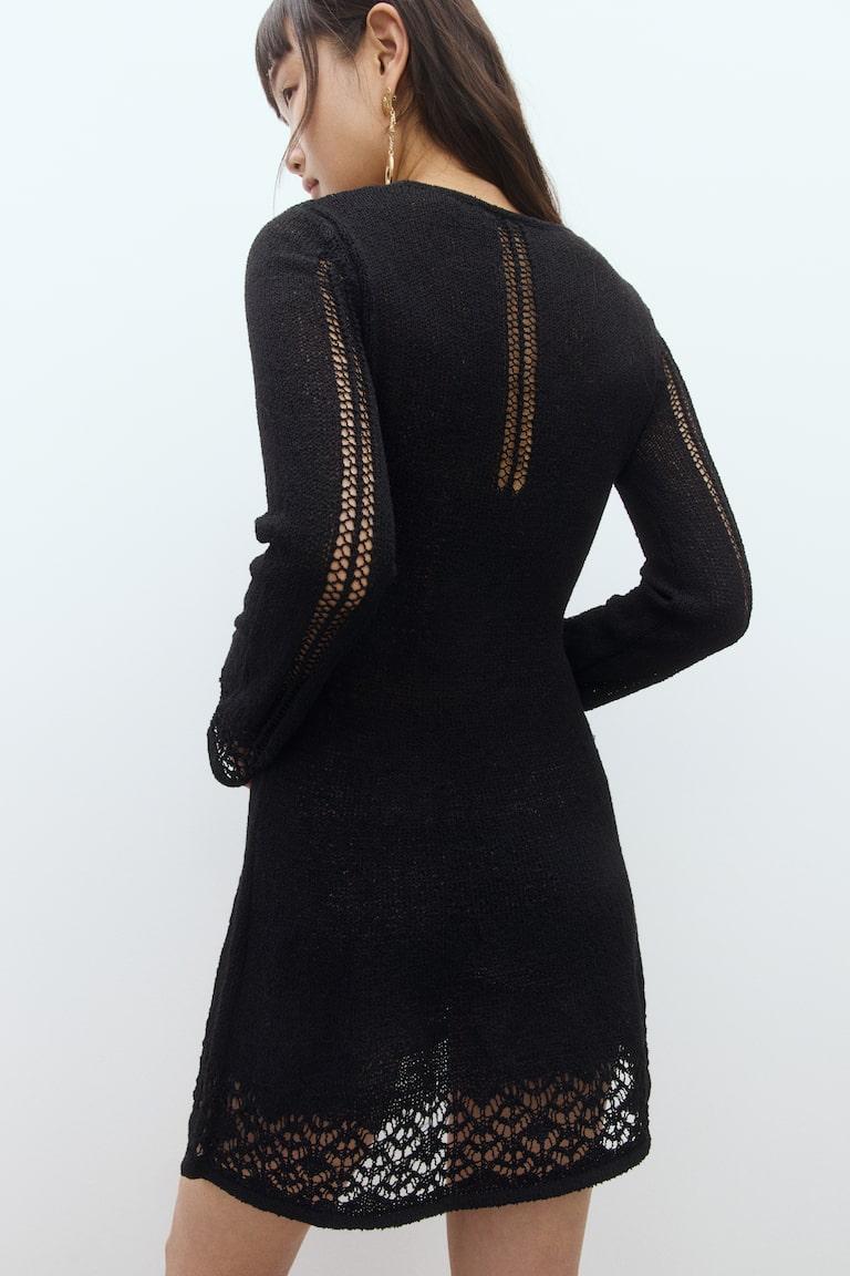H&M Minivestido en punto calado - Negro - MUJER Grandes ahorros