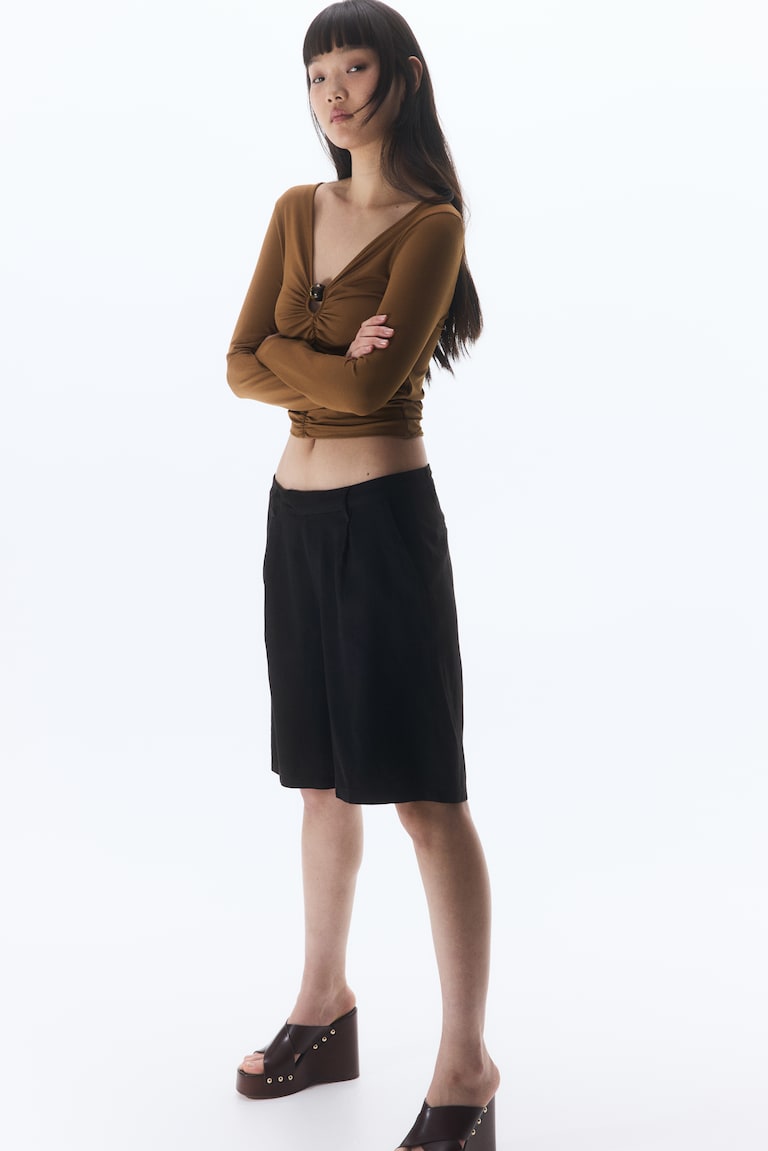 H&M Bermudas en mezcla de lino - Negro - MUJER En línea