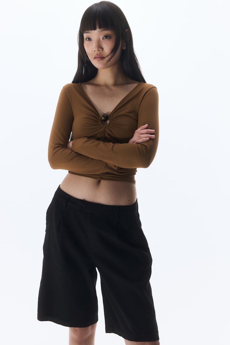 H&M Bermudas en mezcla de lino - Negro - MUJER En línea