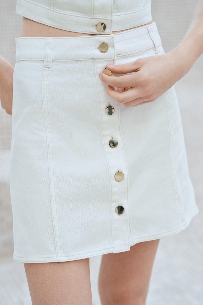 H&M Minifalda evasé en denim - Azul denim claro - MUJER Descuento