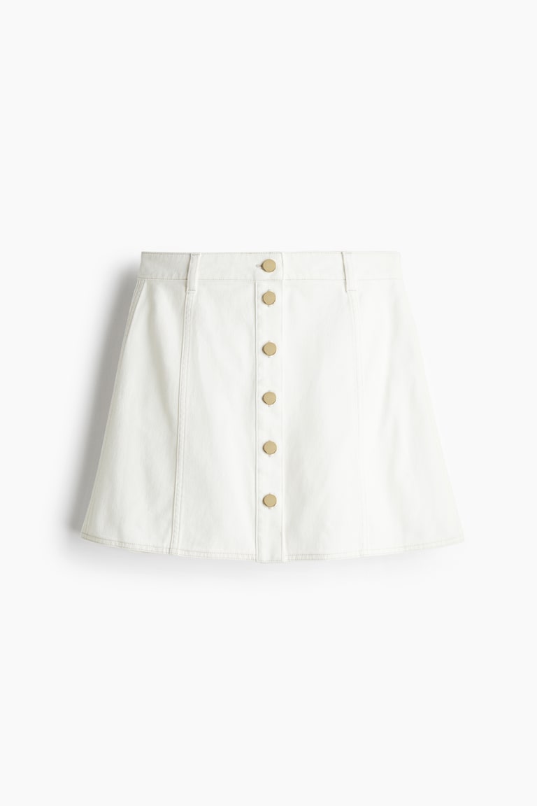 H&M Minifalda evasé en denim - Crema - MUJER Tienda