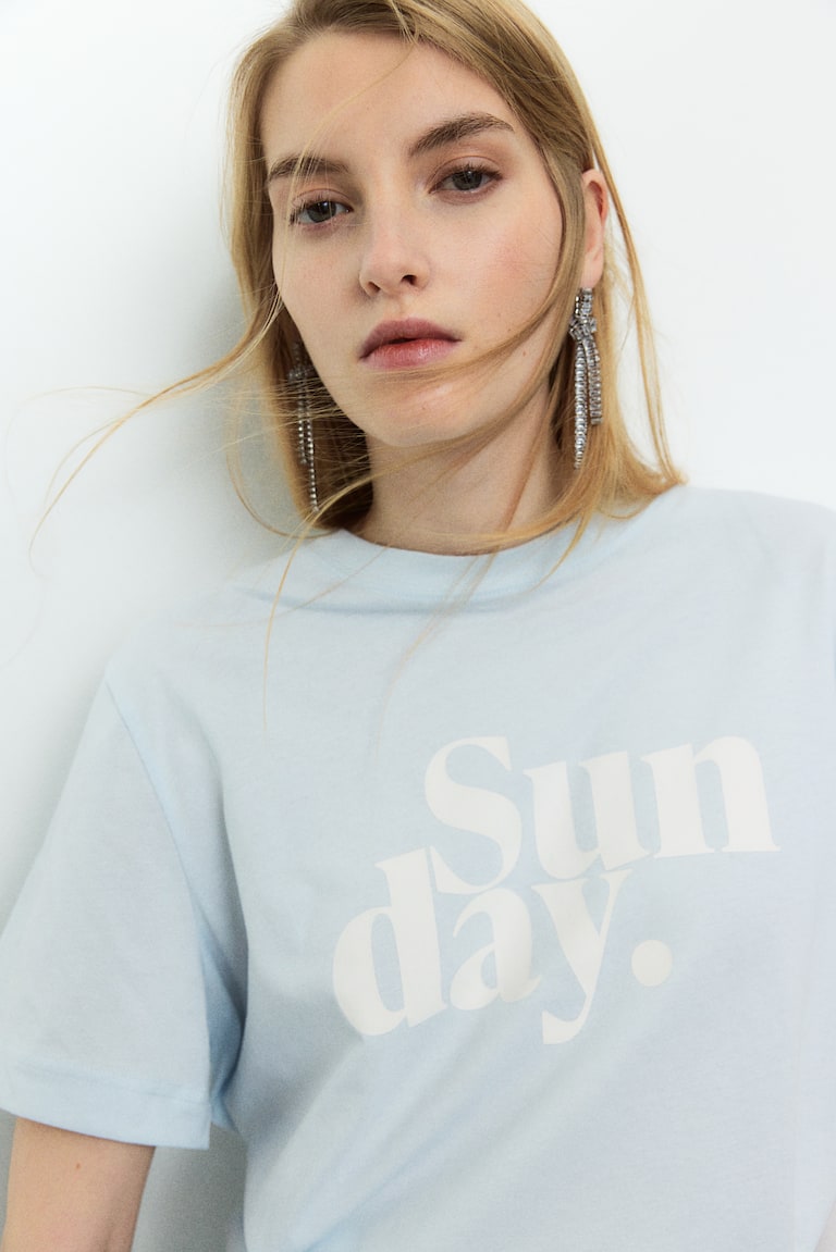 H&M Camiseta con estampado - Blanco/Clementia - MUJER Envío gratis
