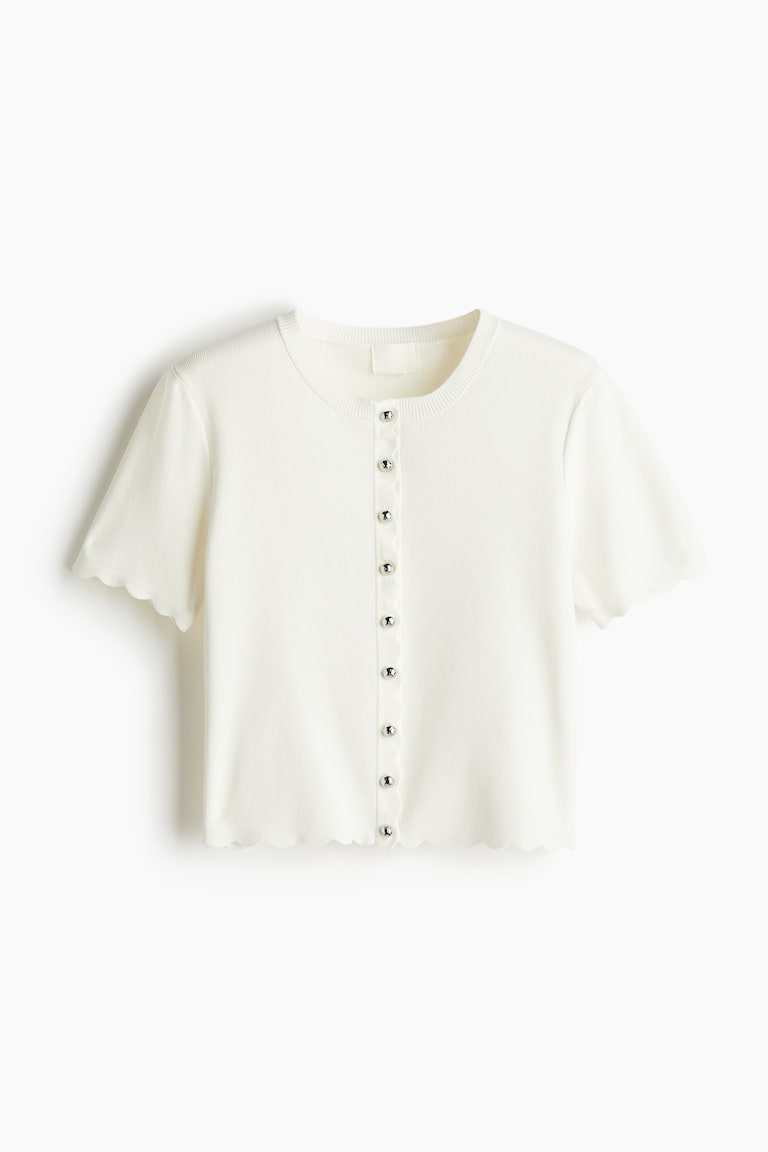 H&M Cárdigan festoneado en punto fino - Negro - MUJER ÚLTIMAS EDICIONES