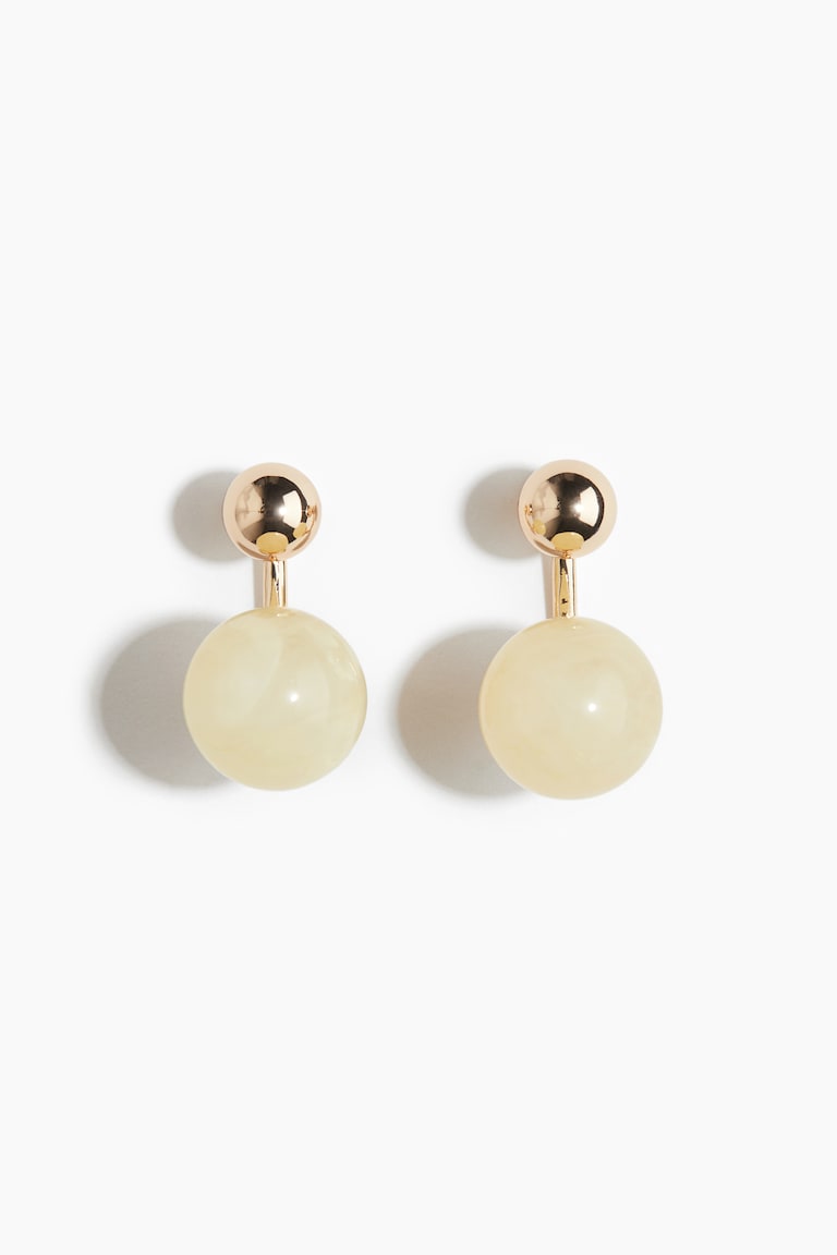 H&M Pendientes delante y detrás con detalle de esfera - Amarillo claro/Dorado - MUJER Oferta especial de fábrica