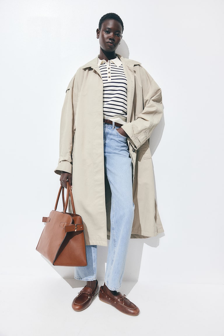 H&M Polo de punto fino - Crema/Rayas - MUJER Descuento por venta flash