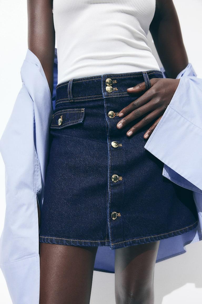 H&M A-line mini skirt - Azul denim oscuro - MUJER Ofertas especiales
