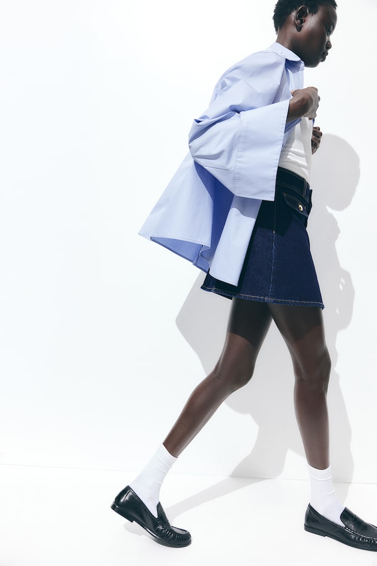 H&M A-line mini skirt - Azul denim oscuro - MUJER Ofertas especiales
