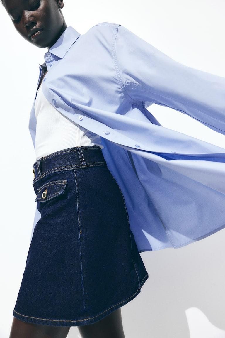 H&M A-line mini skirt - Azul denim oscuro - MUJER Ofertas especiales