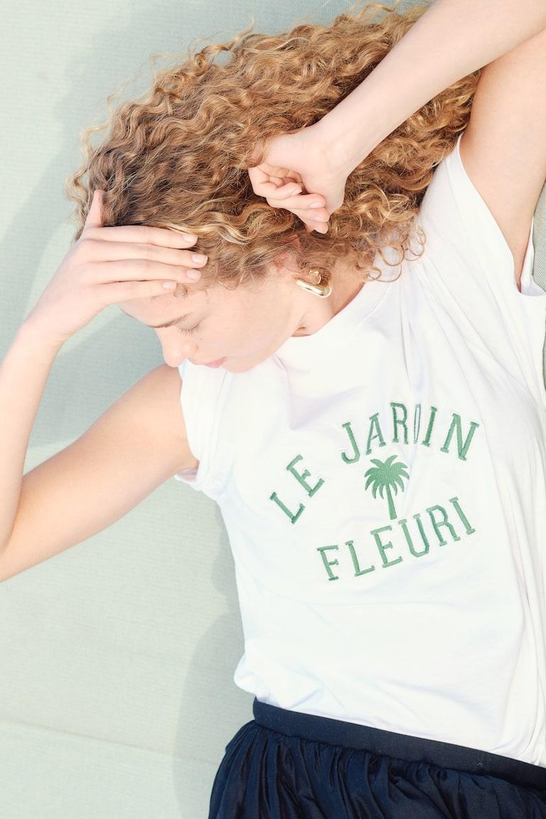 H&M Camiseta oversize - Blanco/Sardinha - MUJER Devoluciones gratuitas