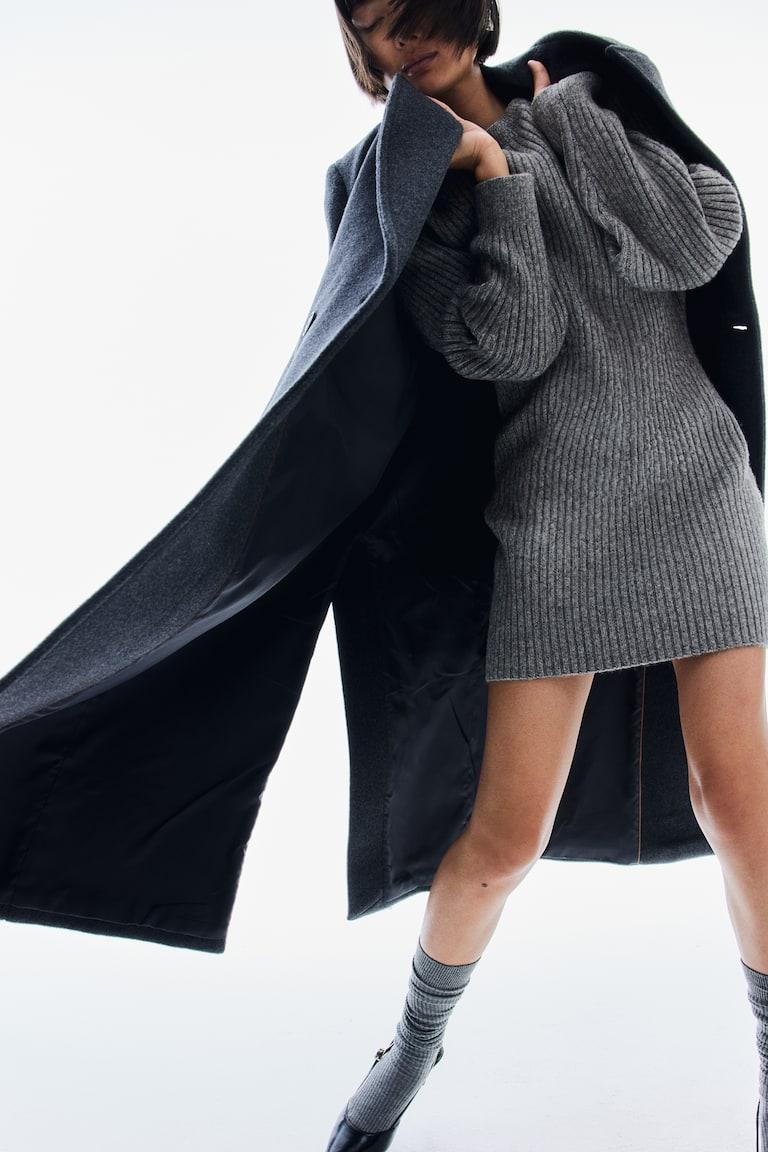 H&M Vestido en punto de canalé con escote barco - Crema - MUJER Gran oferta