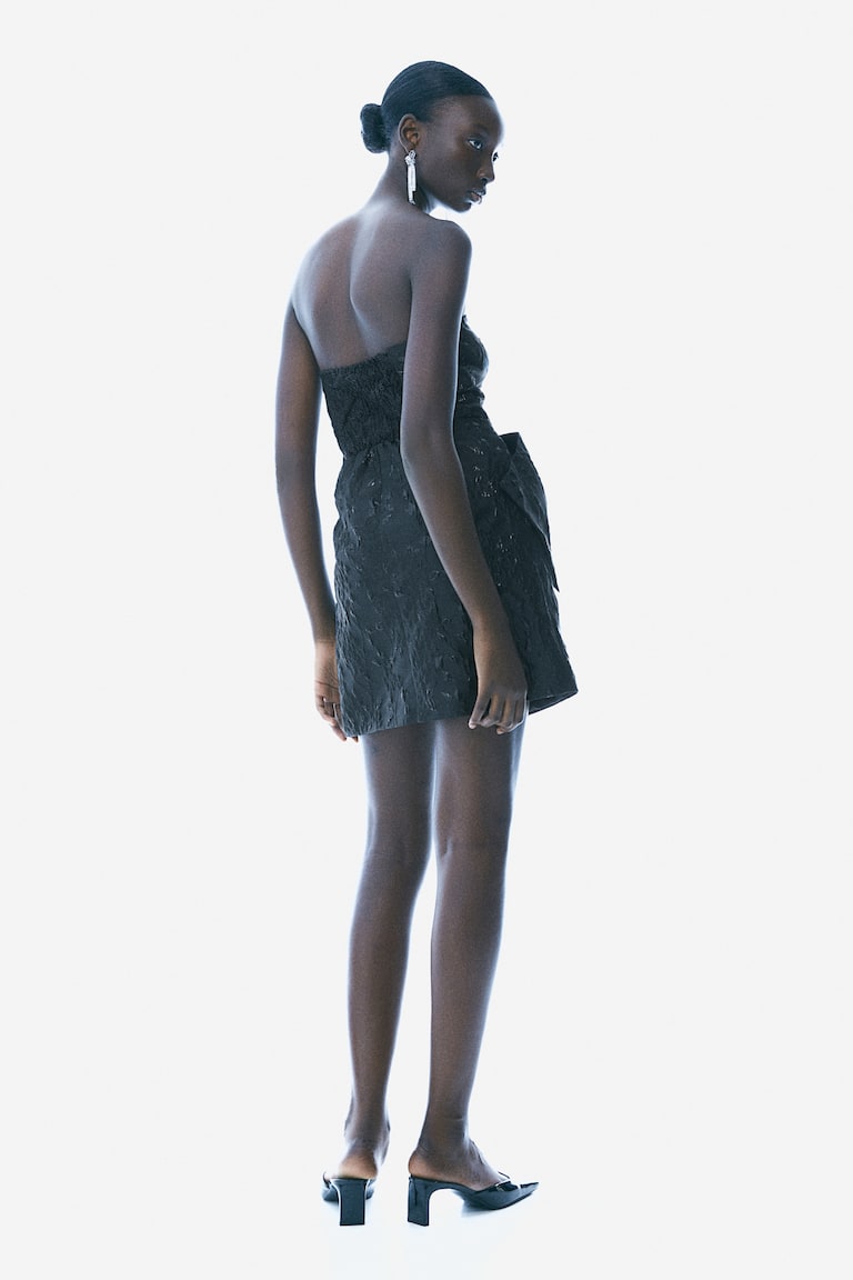 H&M Vestido en tejido jacquard con lazo decorativo - Negro - MUJER Grandes descuentos