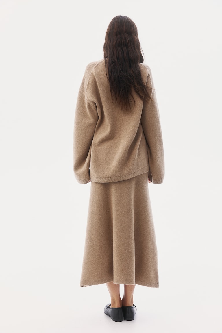 H&M Falda de punto con vuelo - Beige oscuro - MUJER Ahorra y exporta