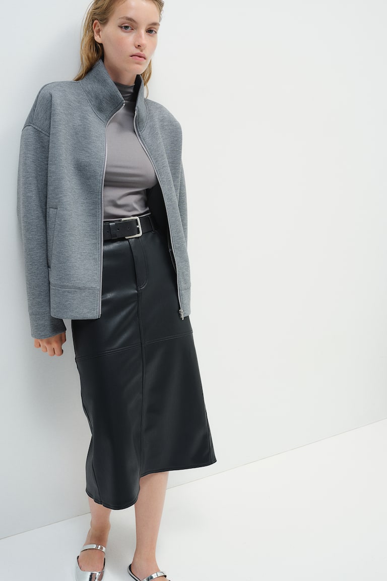 H&M Falda midi revestida - Marrón oscuro - MUJER