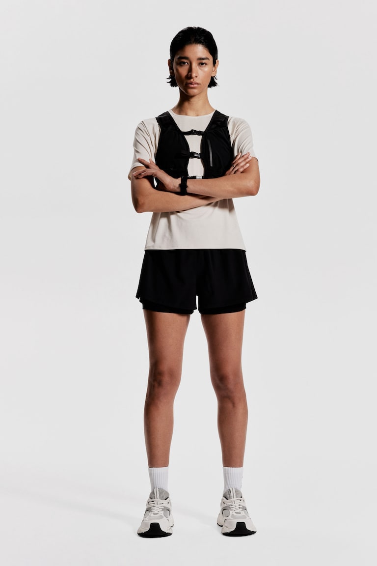 H&M Pantalón corto de correr doble capa con DryMove™ - Negro - MUJER Grandes ahorros