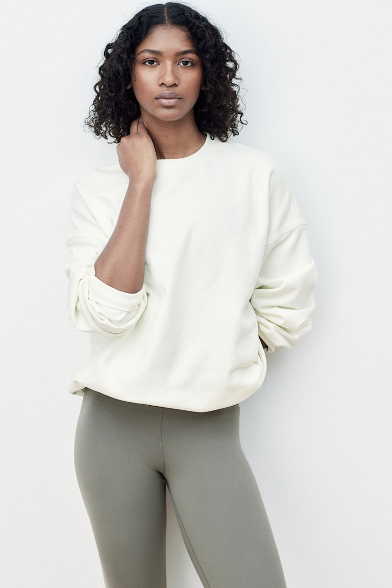 H&M Sudadera de deporte - Beige claro/Run Club - MUJER En oferta
