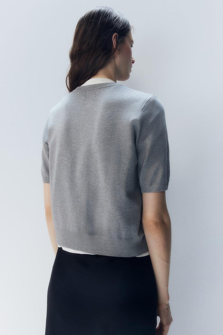 H&M Cárdigan de manga corta - Gris jaspeado - MUJER Rebajas de fin de temporada