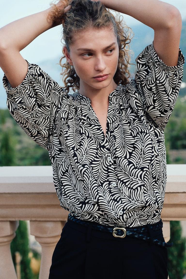 H&M Blusa de popelina con mangas globo - Blanco - MUJER Devoluciones gratuitas