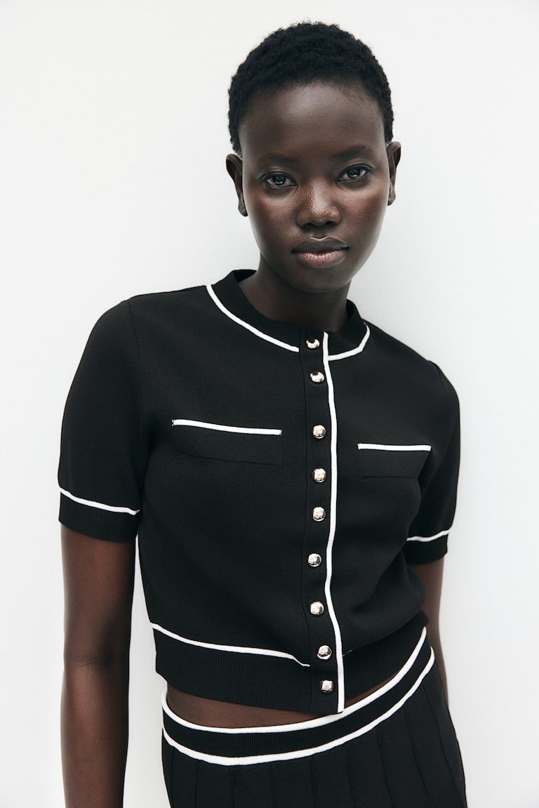H&M Cárdigan en punto tupido - Negro - MUJER Outlet