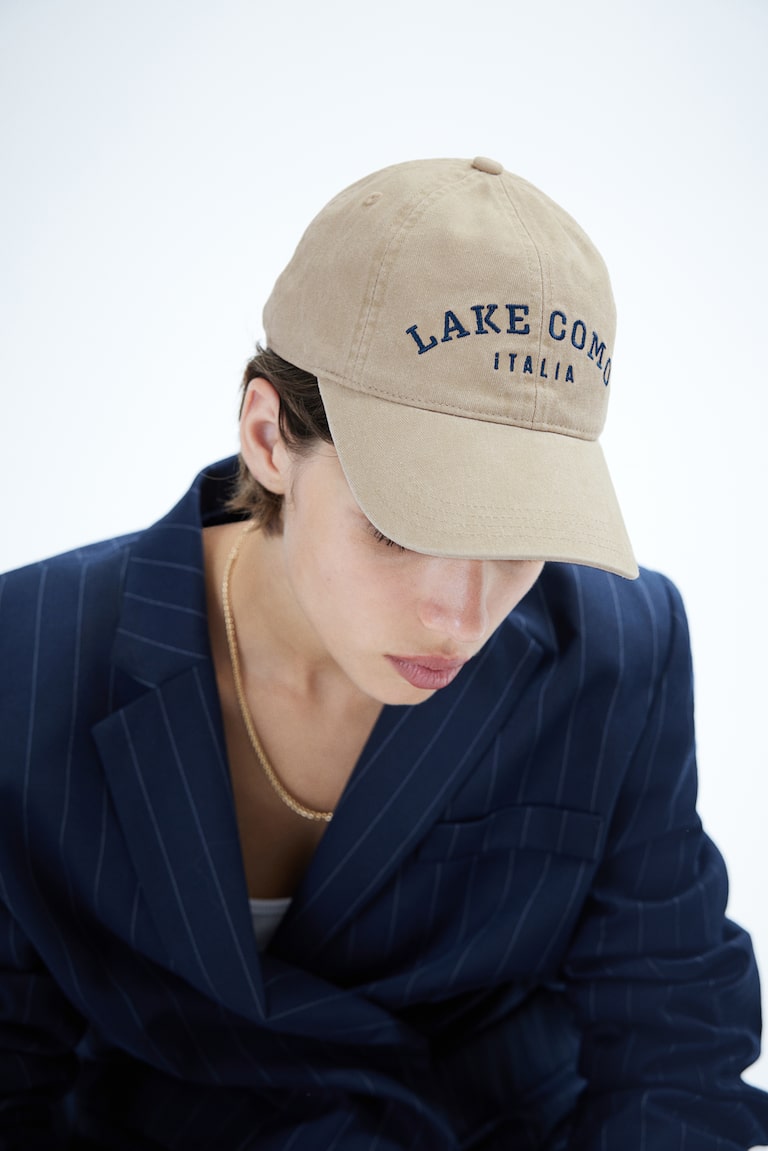 H&M Gorra de sarga con motivo bordado - Gris claro/The Hamptons - MUJER Rebajas baratas
