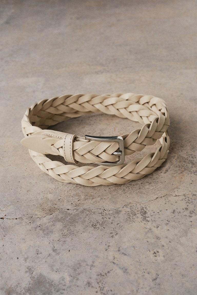 H&M Cinturón en piel trenzada - Crema - HOMBRE