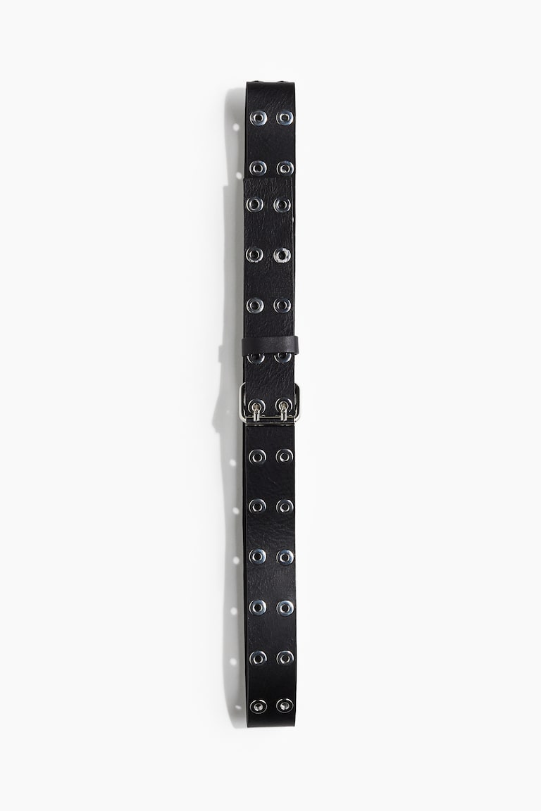 H&M Cinturón de piel con ojales - Negro - HOMBRE