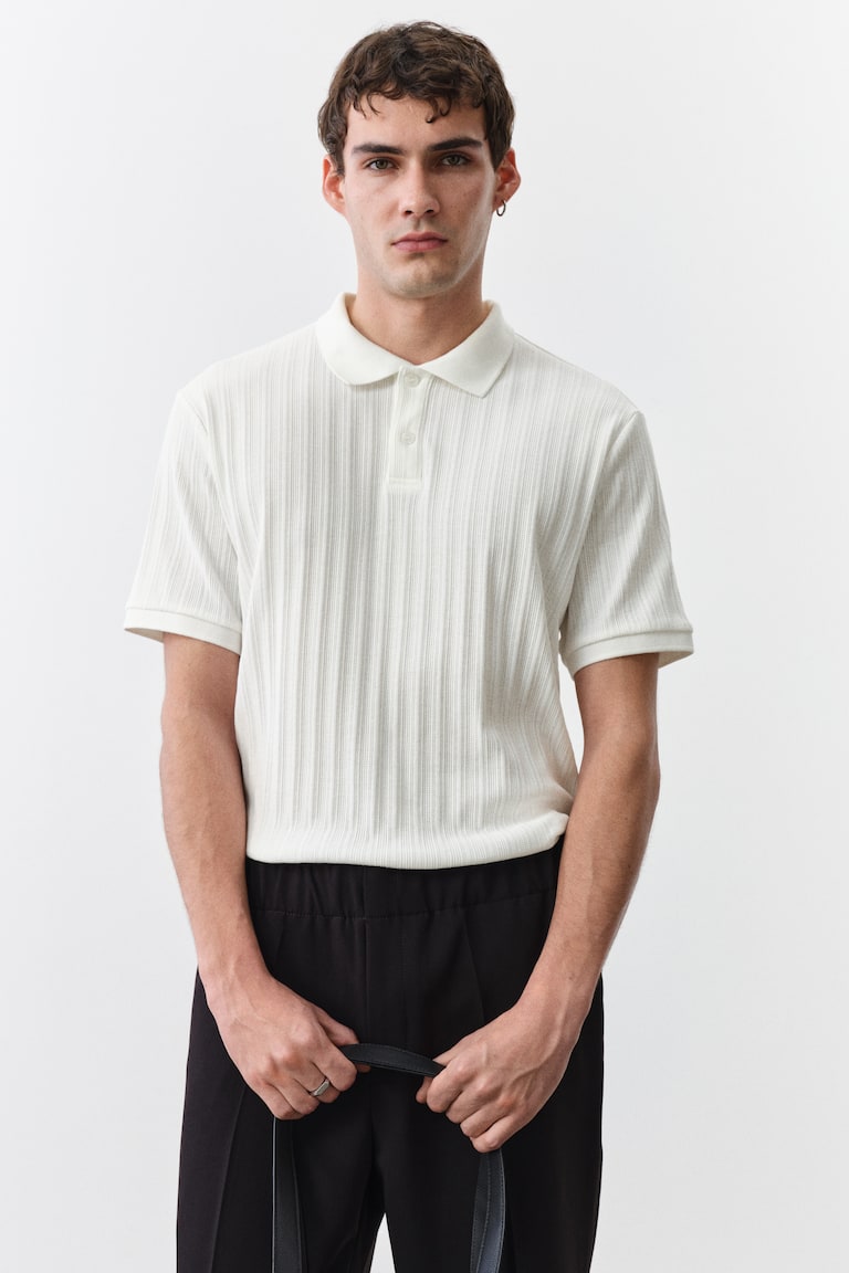 H&M Polo en punto con textura Slim Fit - Gris oscuro - HOMBRE Oferta especial