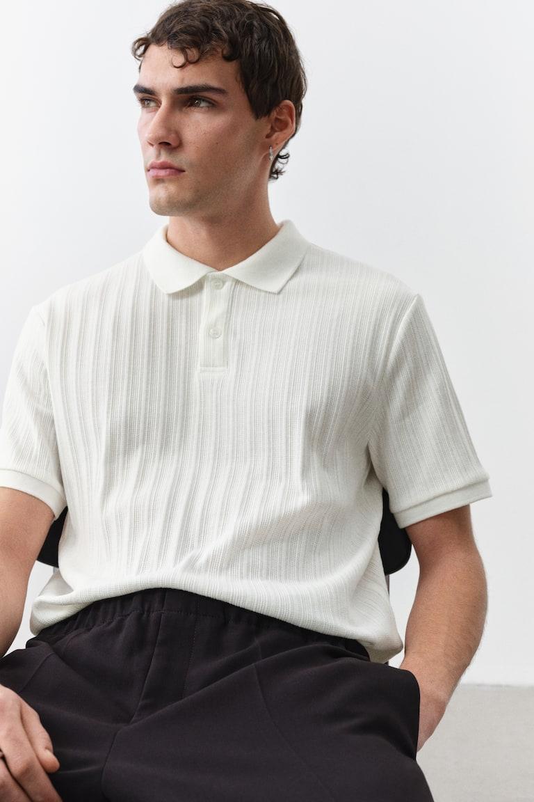 H&M Polo en punto con textura Slim Fit - Gris oscuro - HOMBRE Oferta especial