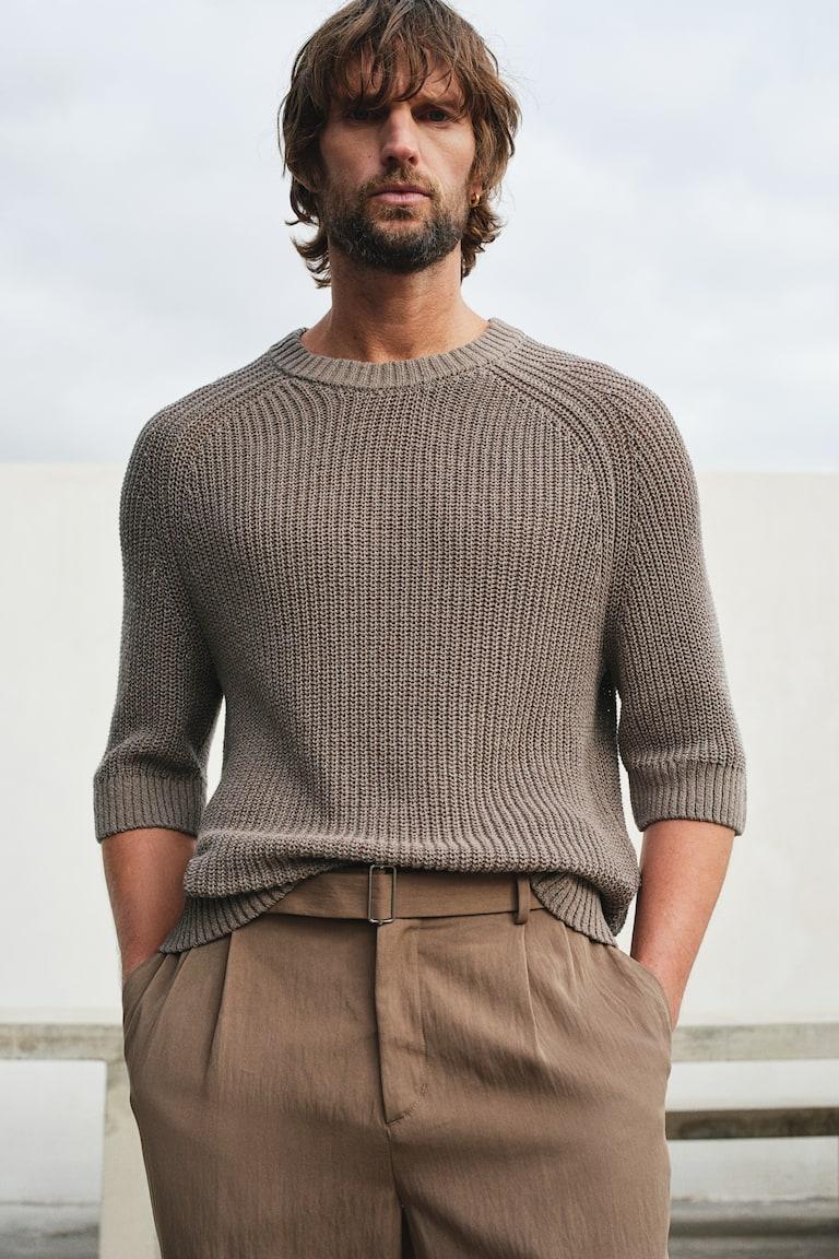 H&M Jersey de manga corta Regular Fit - Beige grisáceo oscuro - HOMBRE