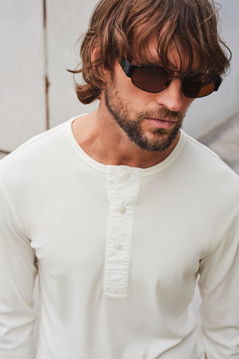 H&M Camiseta en punto de canalé Slim Fit - Negro - HOMBRE Descuento por venta flash