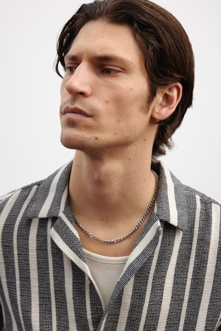 H&M Camisa resort con textura Regular Fit - Azul claro/Rayas - HOMBRE Venta caliente